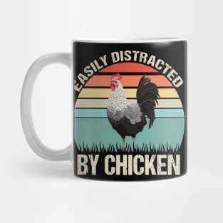 Easily Distracted by Chicken: Funny Retro Tee Mug